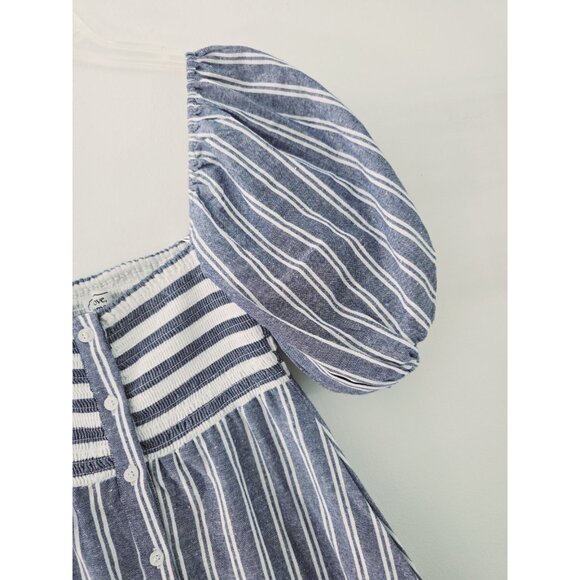 Emerson Fry Love Tomas Cotton Smock Striped Maxi Cottagecore Ruffle Dress S XS - Picture 4 of 10